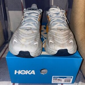 Hoka Ahari 6 Men's Light Blue and Orange Athletic Shoes 11 D